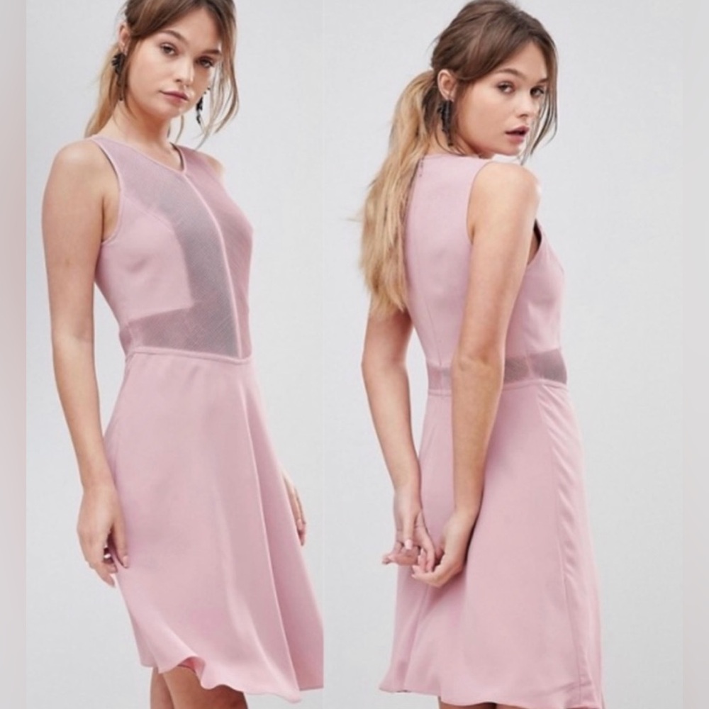 Reiss Dusty Rose Midi Sheath Dress with Halter Neckline